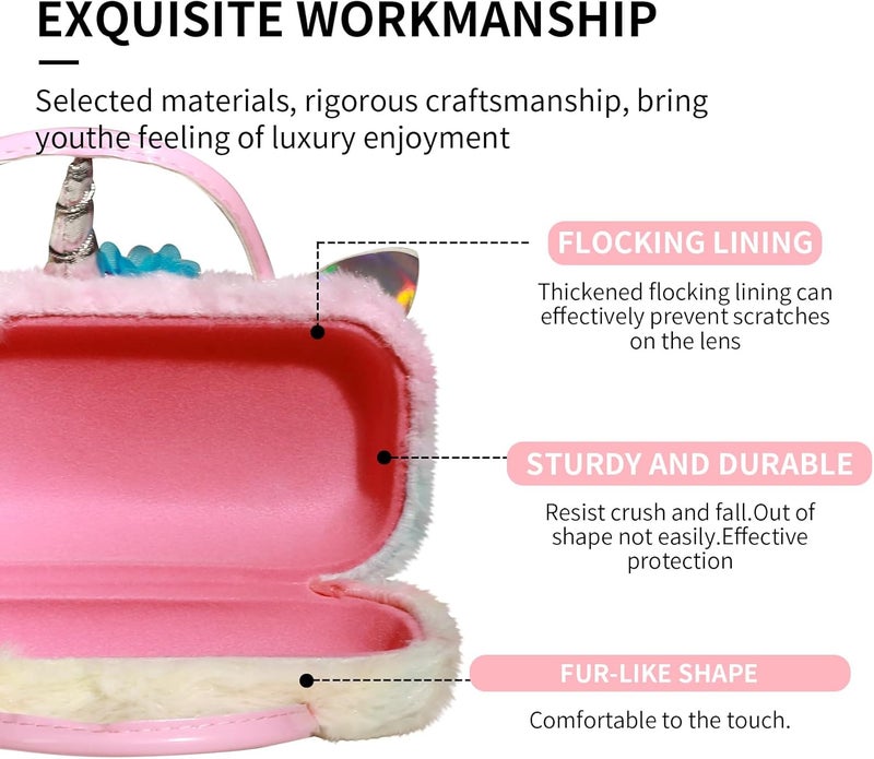 PERFECTSIGHT Store Hard Shell Eyeglasses Case, PU Leather Protective Glasses Case, Cute Eyeglass Case for Women Men Girls - Image 3
